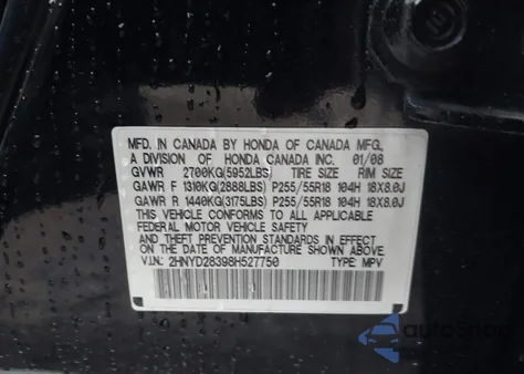 2008 Acura Mdx Technology Package from USA, damaged, VIN 2HNYD28398H527750